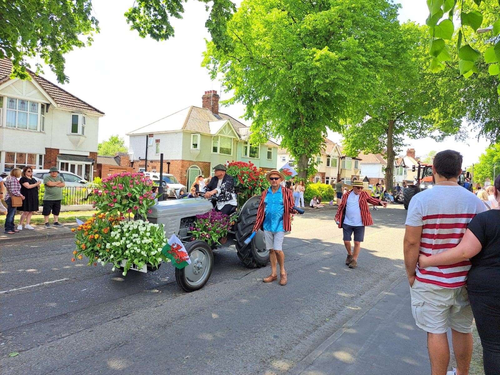 A beautifuly-decorated tractor