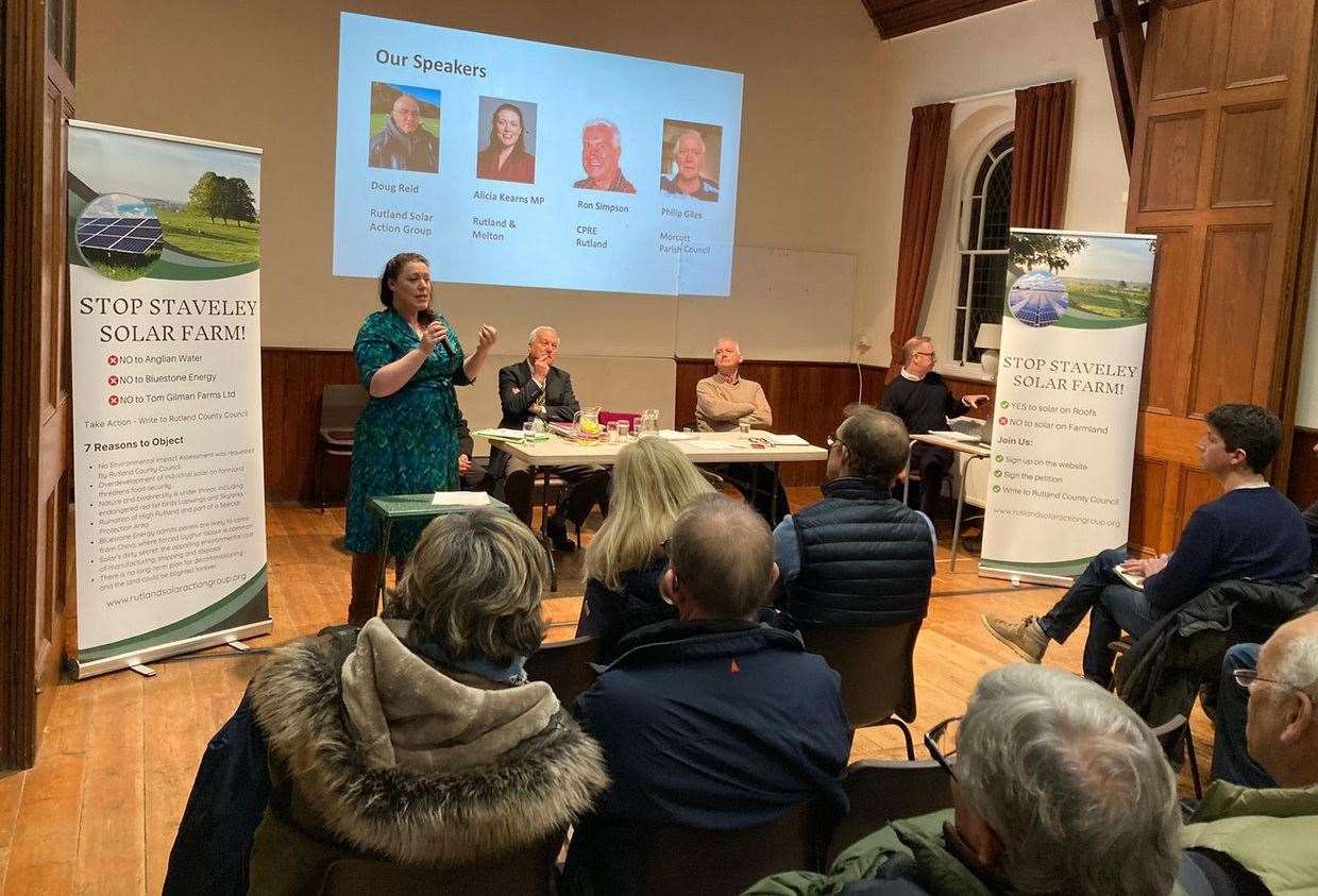 MP Alicia Kearns at the meeting in Morcott Village Hall