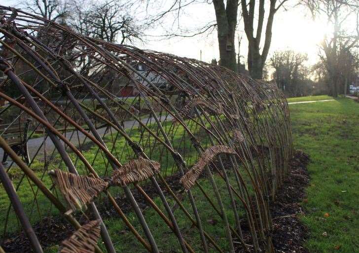 One of the willow statues added to the river bank infront of Ayscoughfee Hall School in Spalding