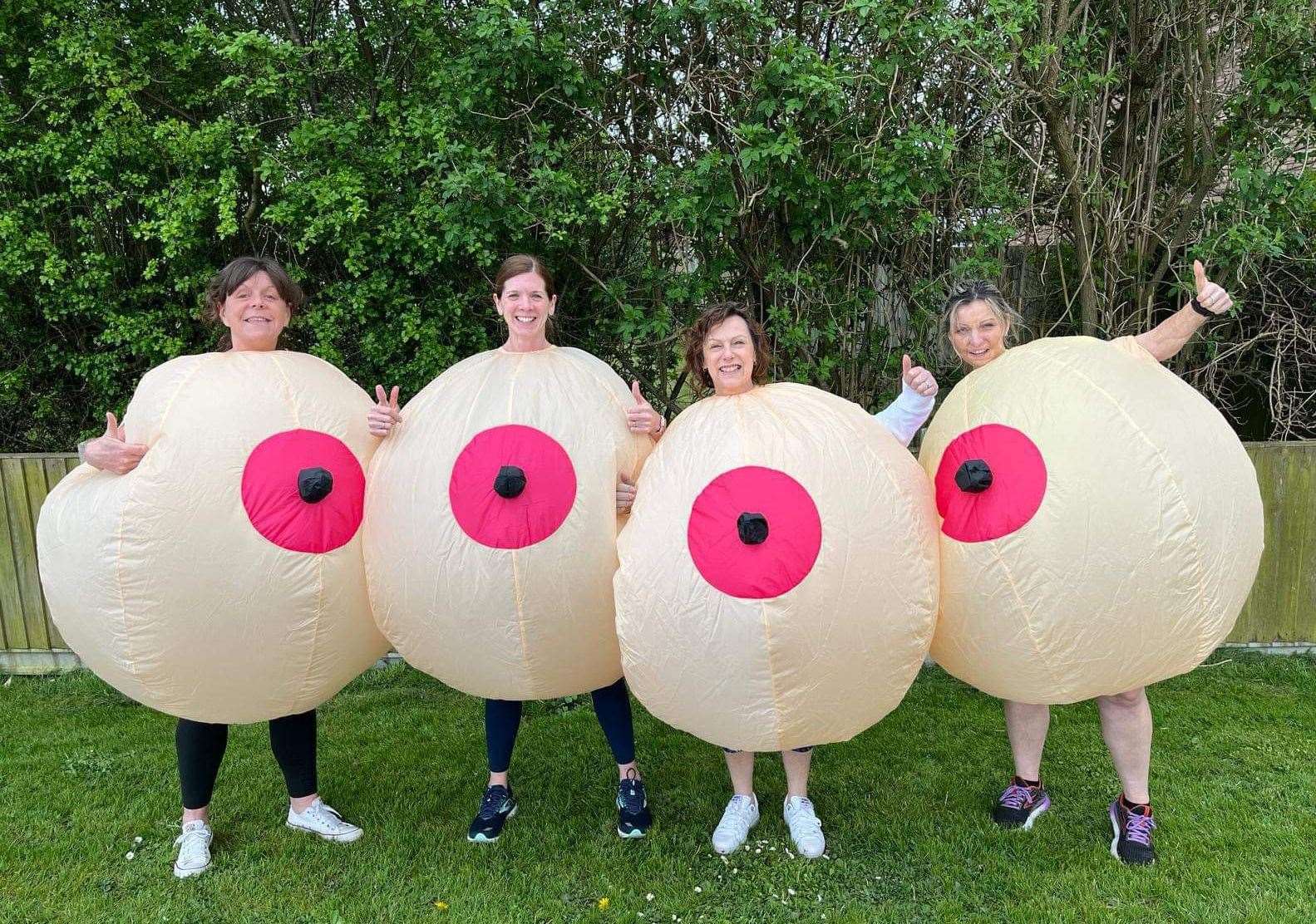 Tracy Pratt, second from right, with friends Debbie Agger, Tracy Adams and Tracey Else who will be wearing inflatable boobs to raise money for a charity