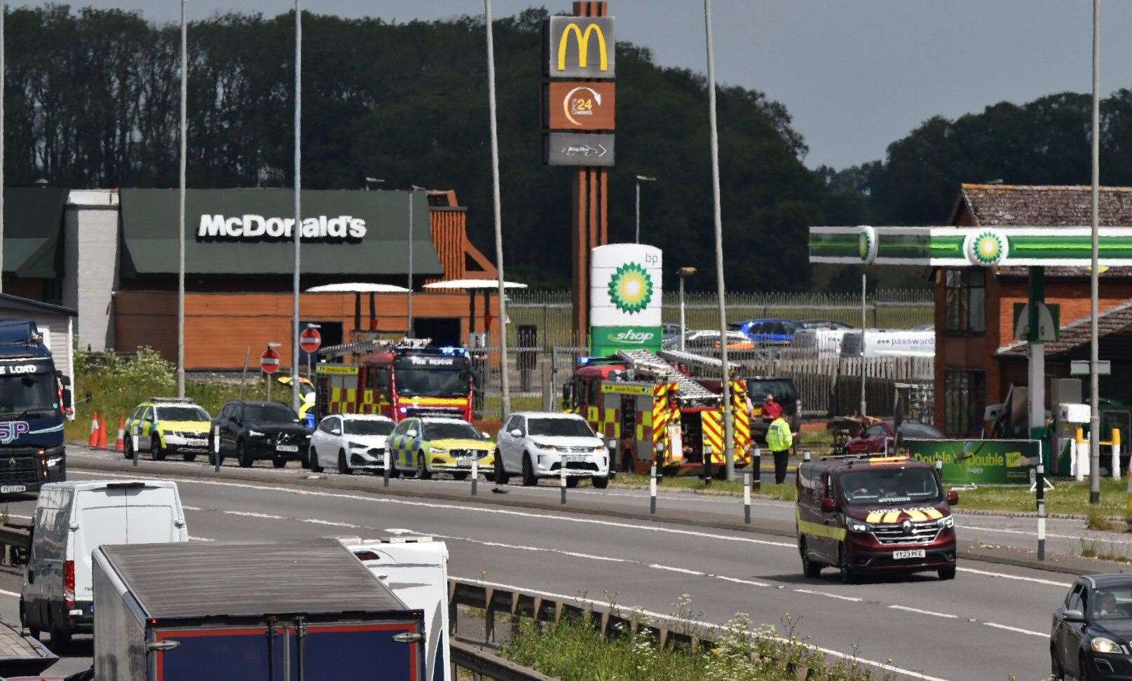 Emergency services have been called to an incident at a petrol station. Photo: R. S. Mortiss