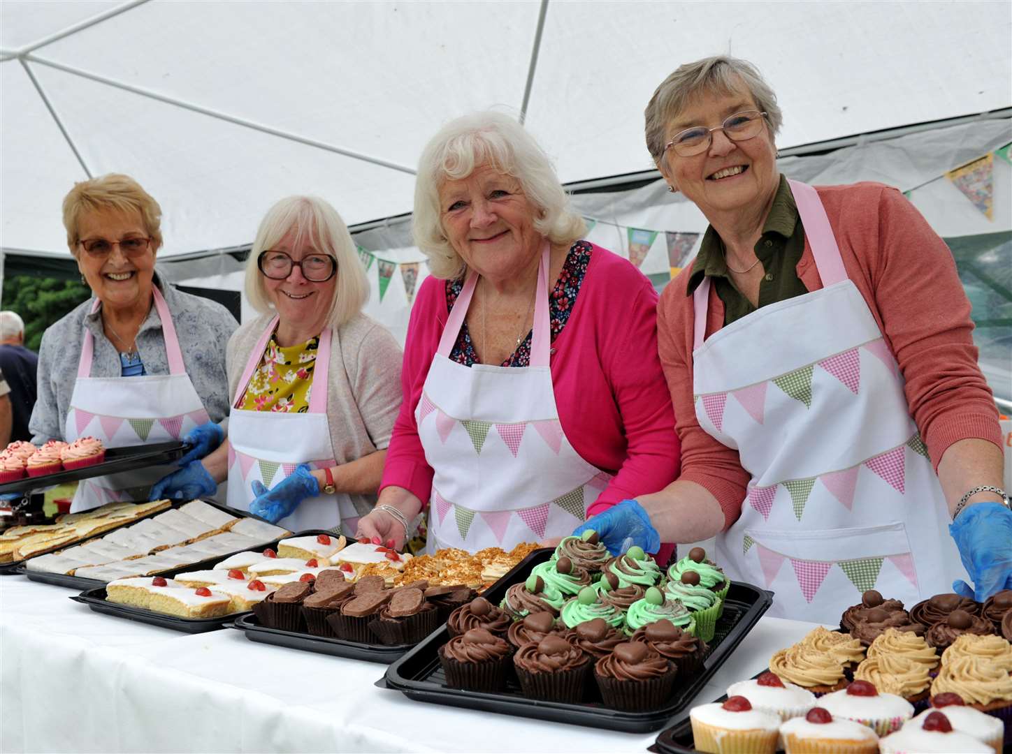 Pinchbeck WI Ann Gill, Sue White, Tracey Wells Margaret Moyses with delicious cakes