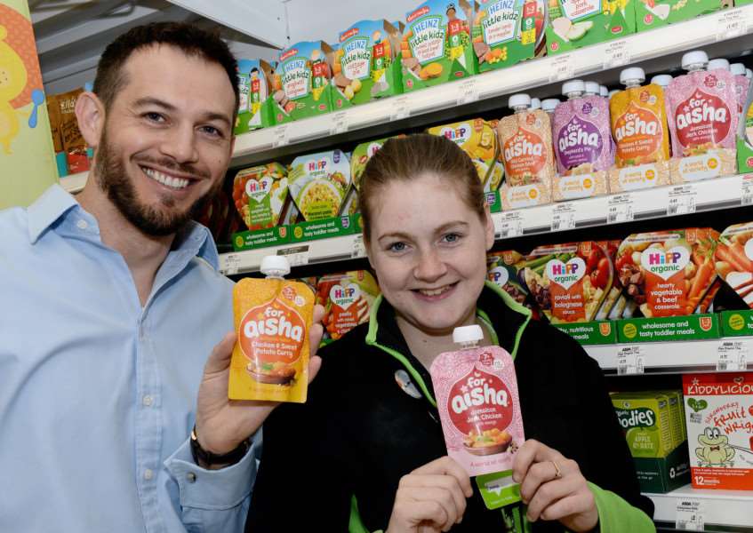 Mark Salter of forAisha in Asda with Emma Roberston