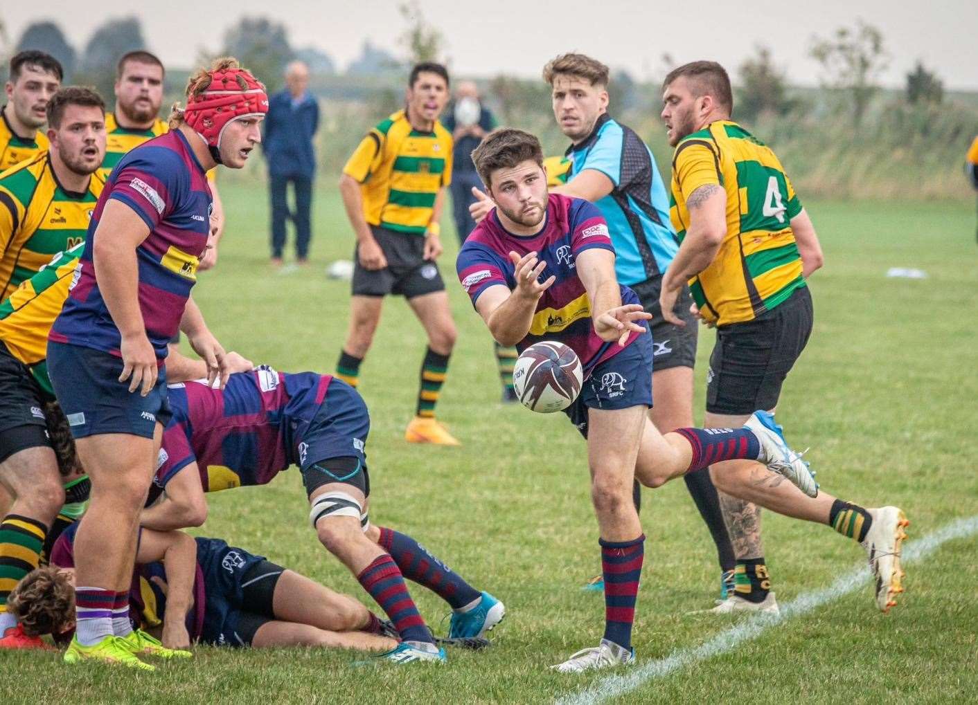 Spalding went down to a 24-29 defeat against Bugbrooke at Centenary Park on Saturday. Photo: Craig Harrison