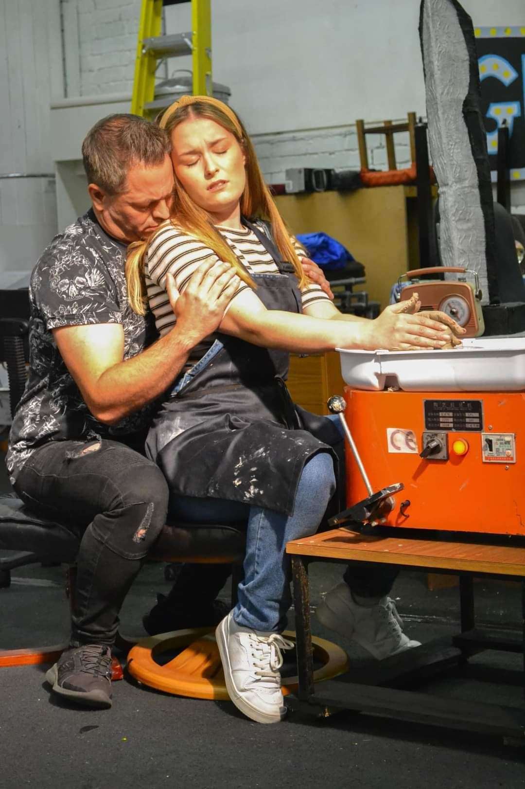 Rob Callaby 'Sam' & Dominique Spinks 'Molly' at the potter's wheel