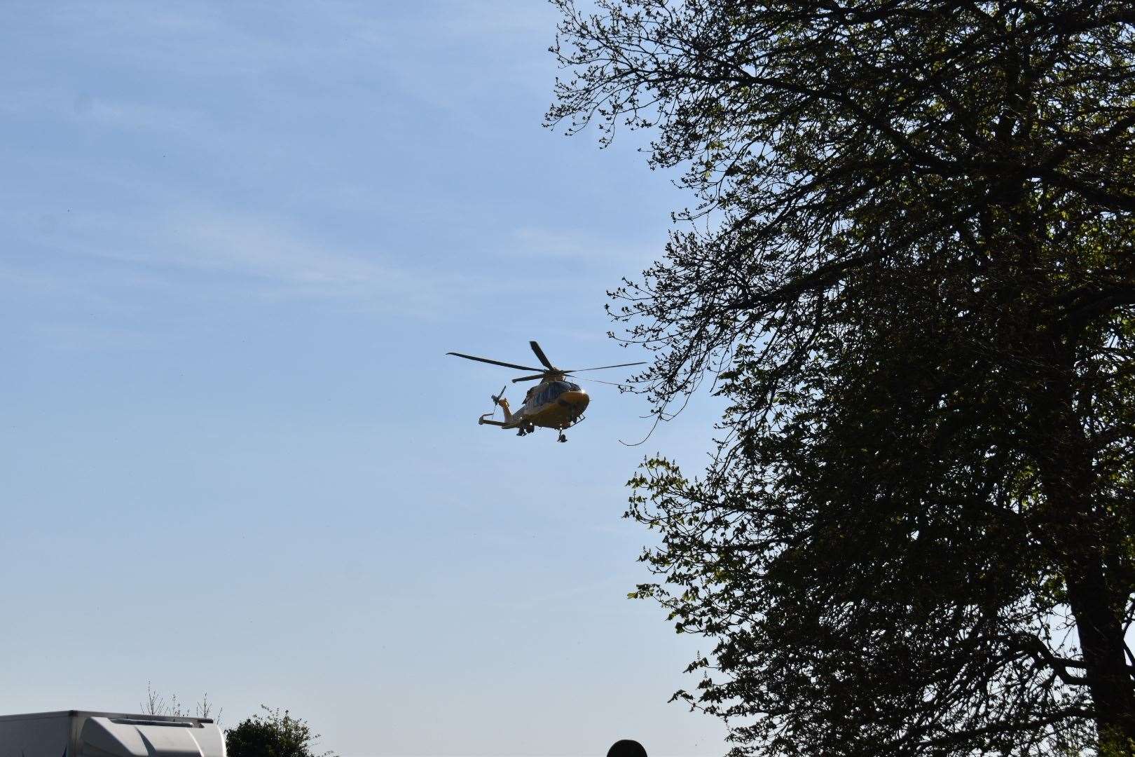 The air ambulance left for Queen’s Medical Centre after the crash. Photo: RSM Photography
