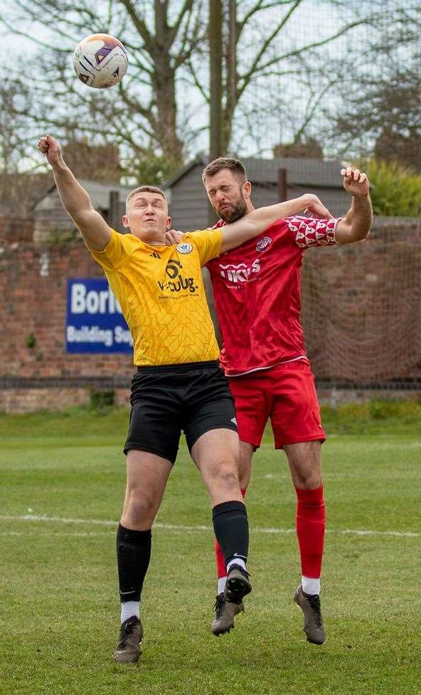 Match action from Harrowby United's victory at Gresley Rovers. Photo: Steve Nesbitt @lincssnapper