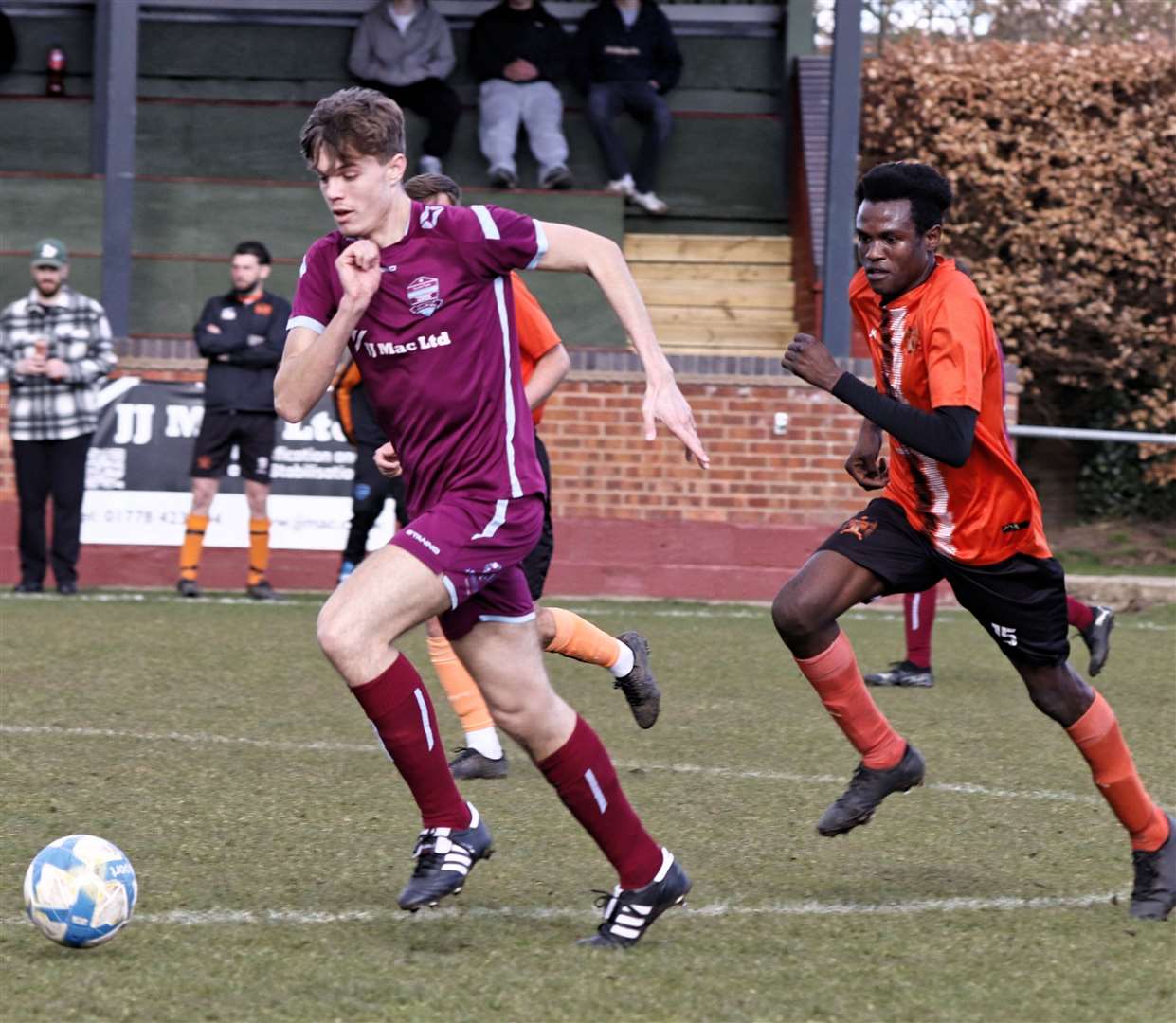 Match action from Bourne Town Reserves' home victory over Thorney on Saturday. Photo: Dave Mears