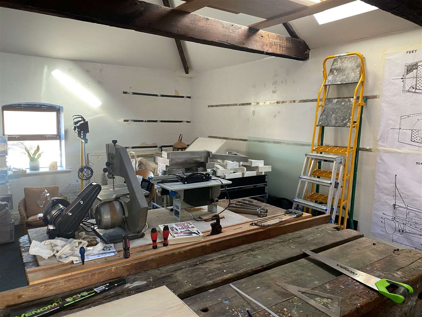 The space that will be used for woodwork and metal work.
