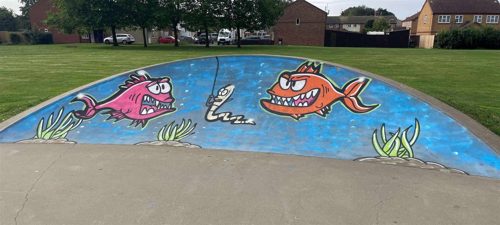 The skate park has an aquatic theme