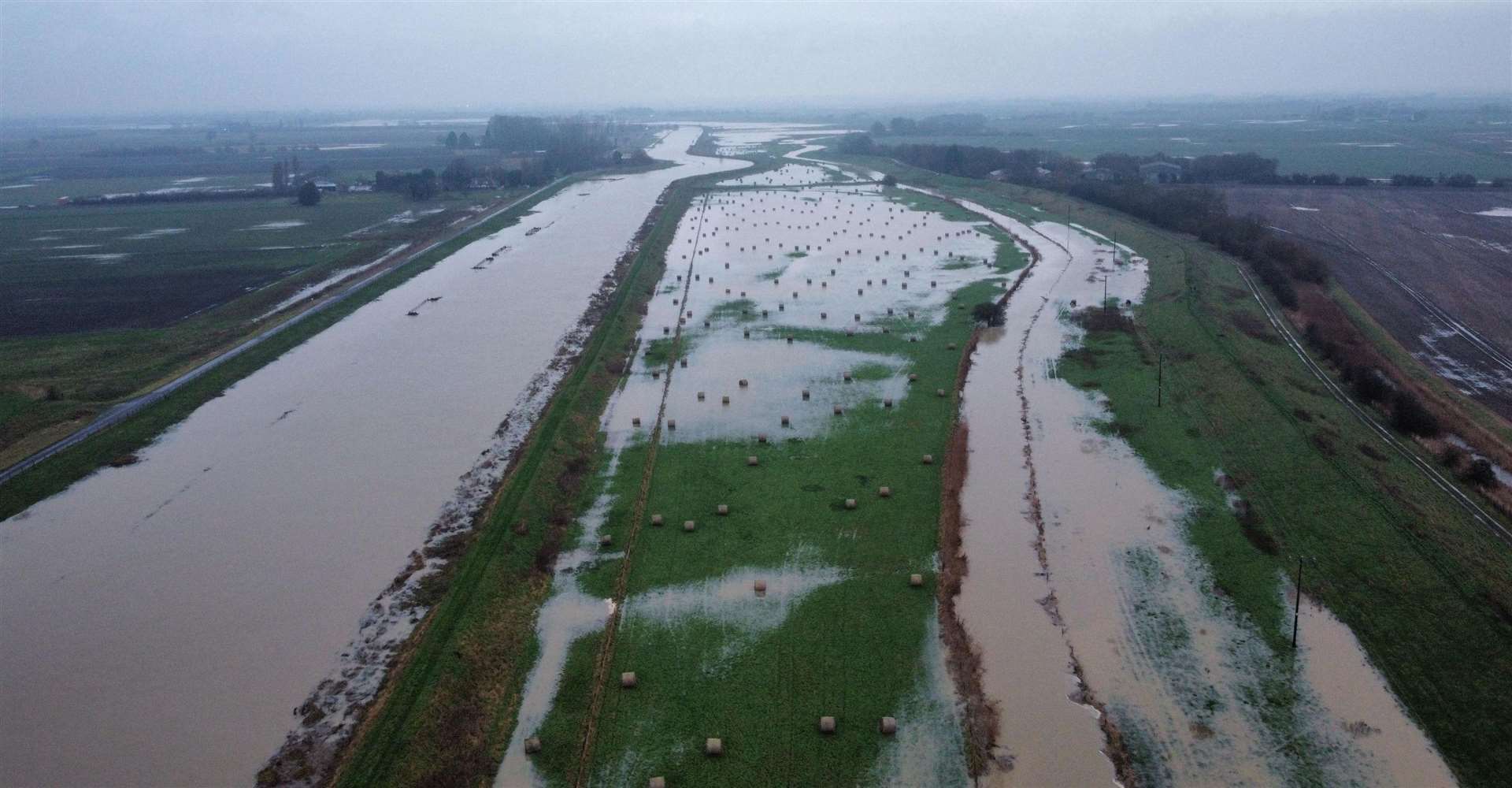 Hay bales have been ruined thanks to the flood water PHOTO: HADEN BRITTAIN