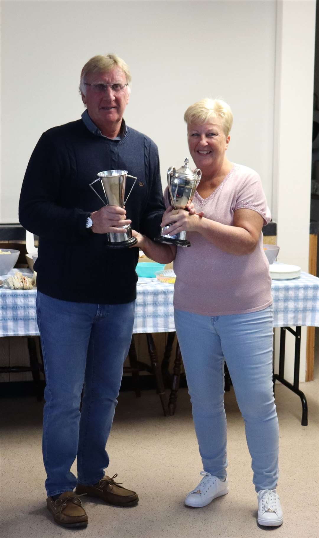 Mark Scourfield, winner of the Autumn Points, Commodore Points and Sunday Morning Points, is pictured with Commodore Sarah Prior.
