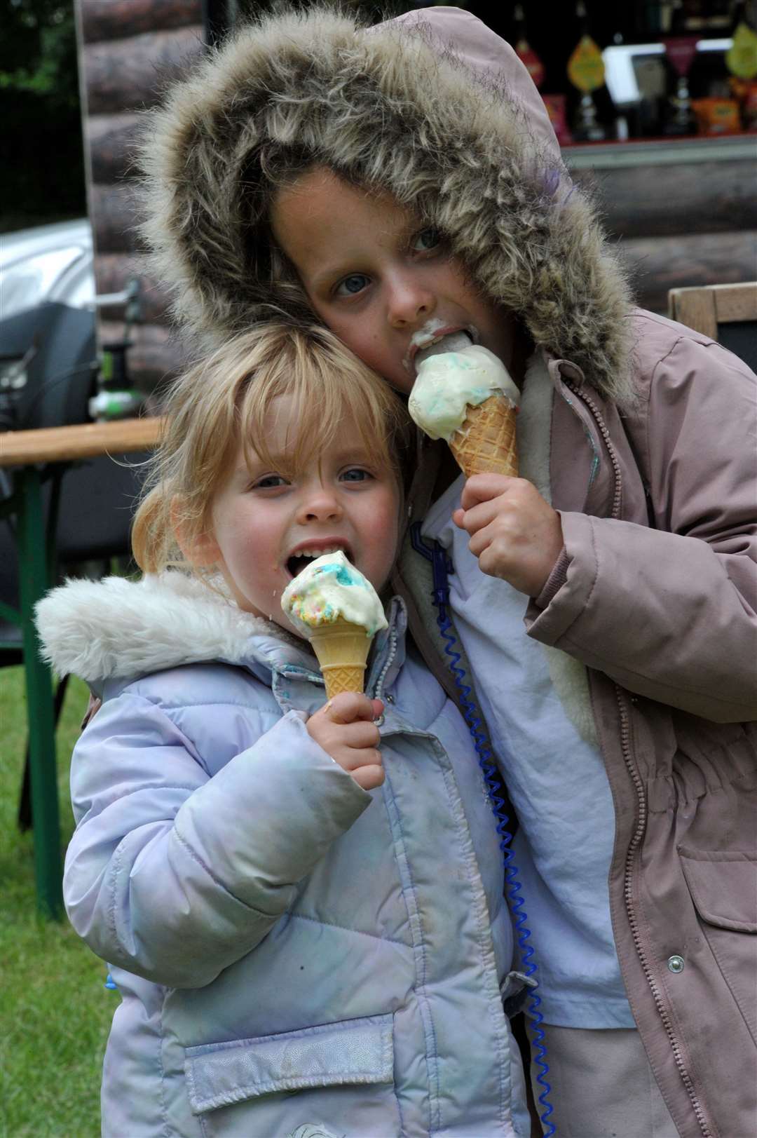 Hallie, 4 and sister Madderson, 7, eating some Stafford ice cream Photo: Chris Lowndes