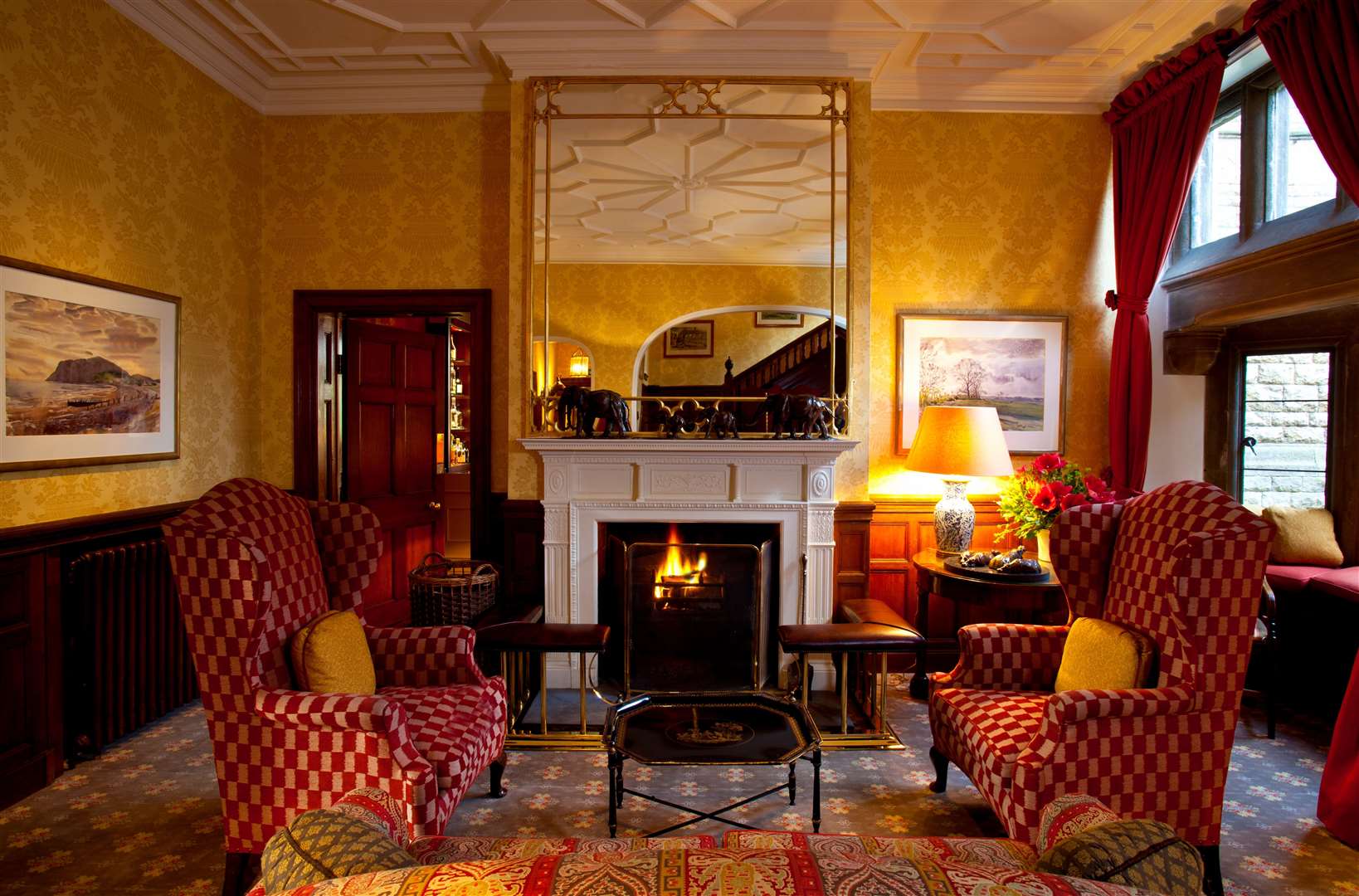 The entrance hall of Hambleton Hall
