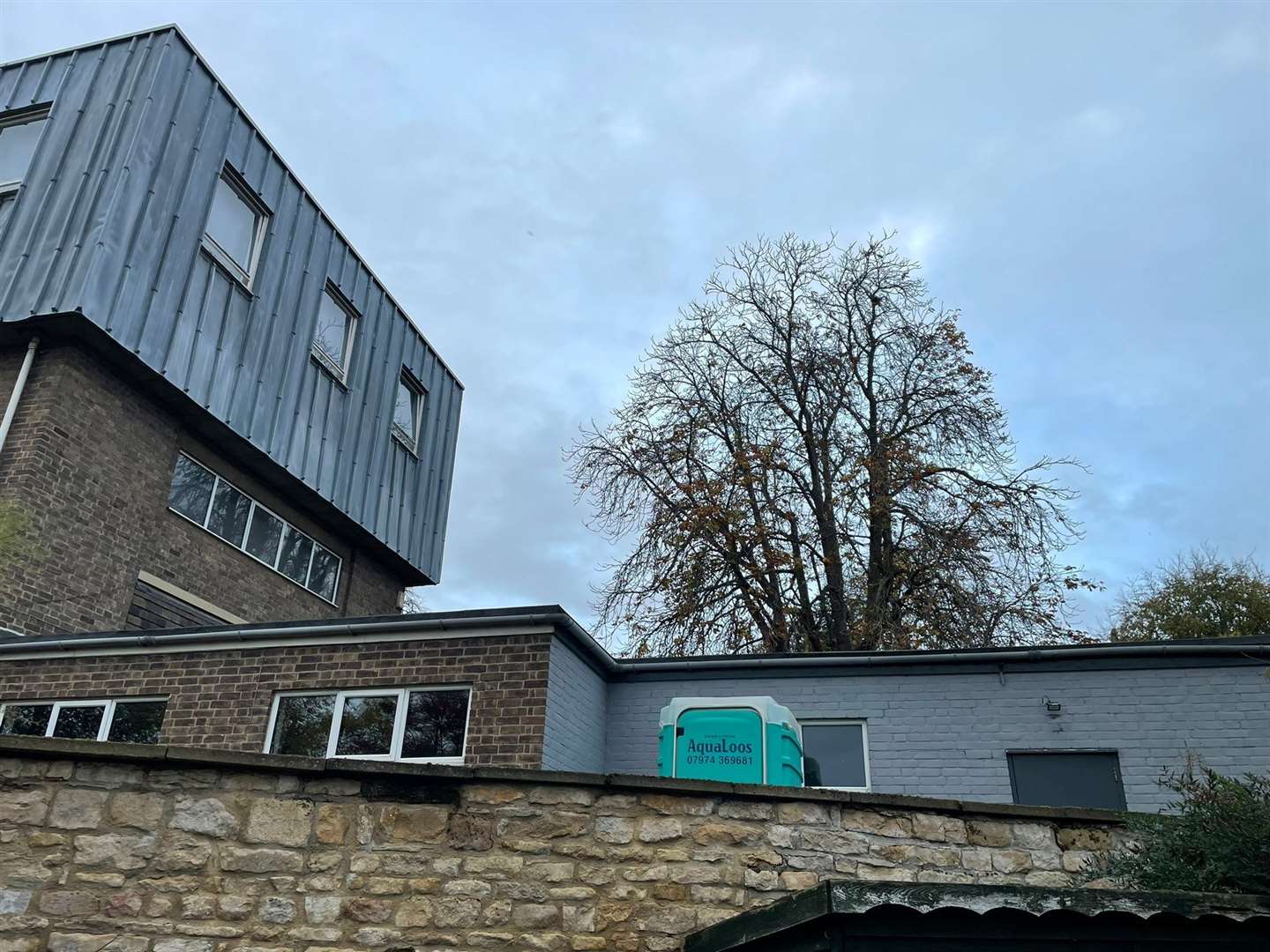 One end of the existing science block, photographed from a St Leonard's Street property