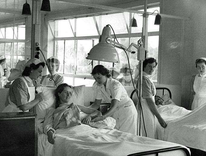 A patient receiving care at Grantham Hospital.