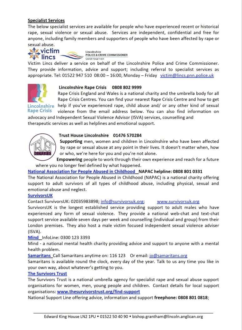 Lincoln Diocese sources of support (9345020)