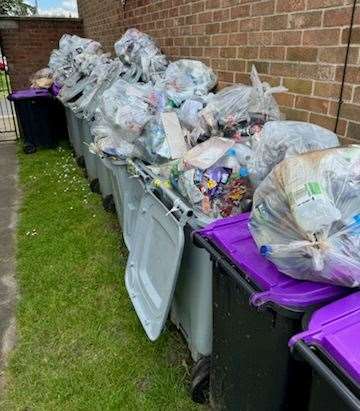 The bins at The Grange were piling up with rubbish. Photo: Matt Bailey