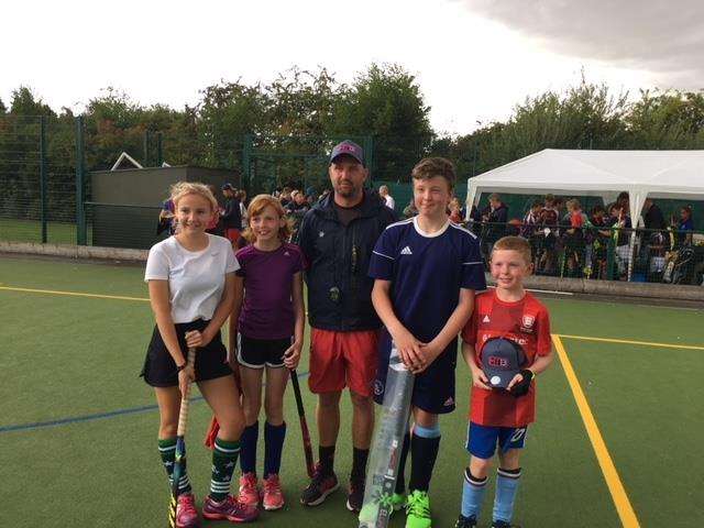 At the end of the two-day camp, Matt Taylor and his coaches selected four players who had made an outstanding impression. From left - Maddie Haunch, Connie Avery (both Spalding), Matt Taylor, Ben Brittain (Bourne Deeping) and Tom Pilgrim (Spalding)