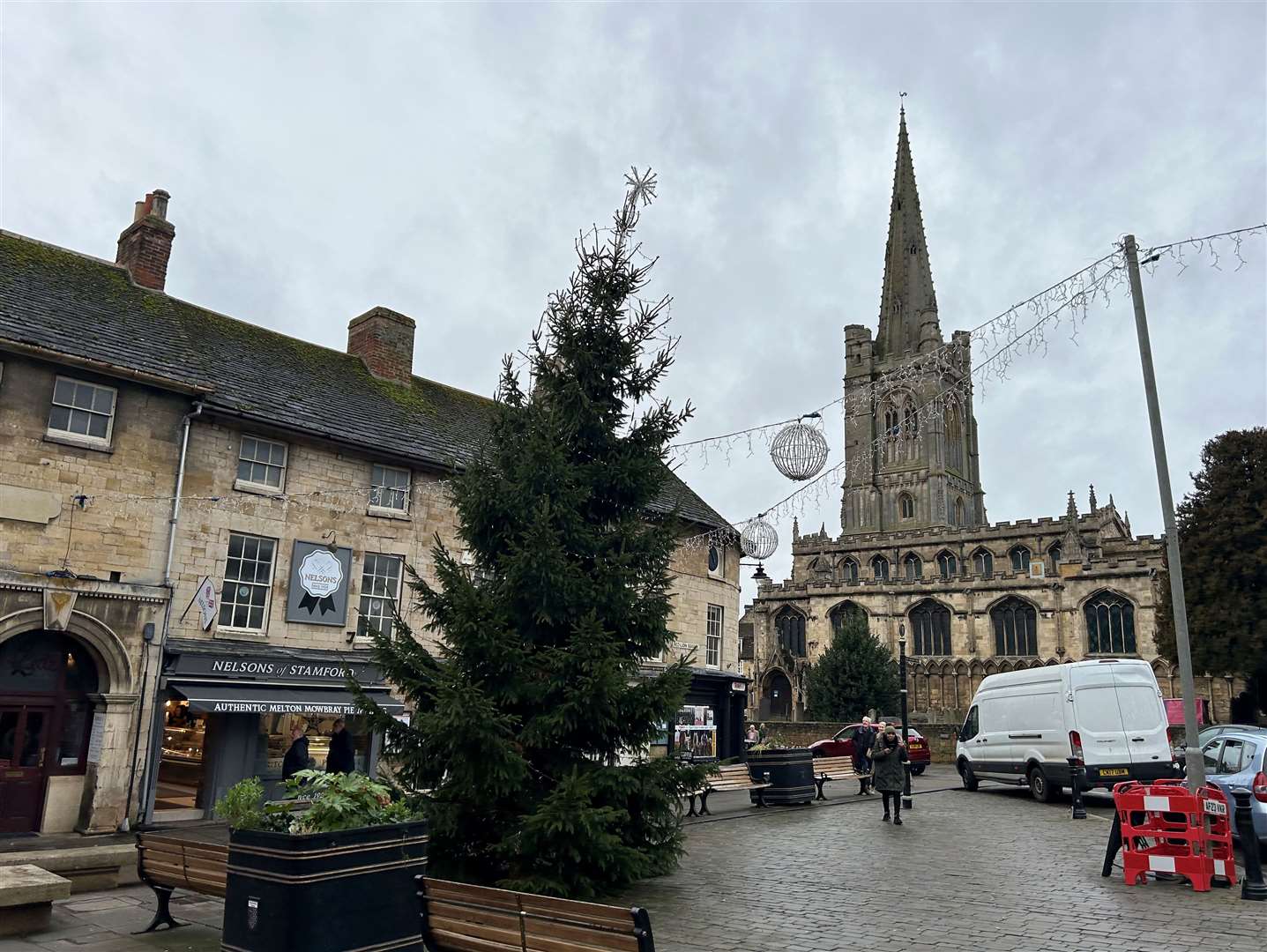 Stamford Christmas tree before it was put upright