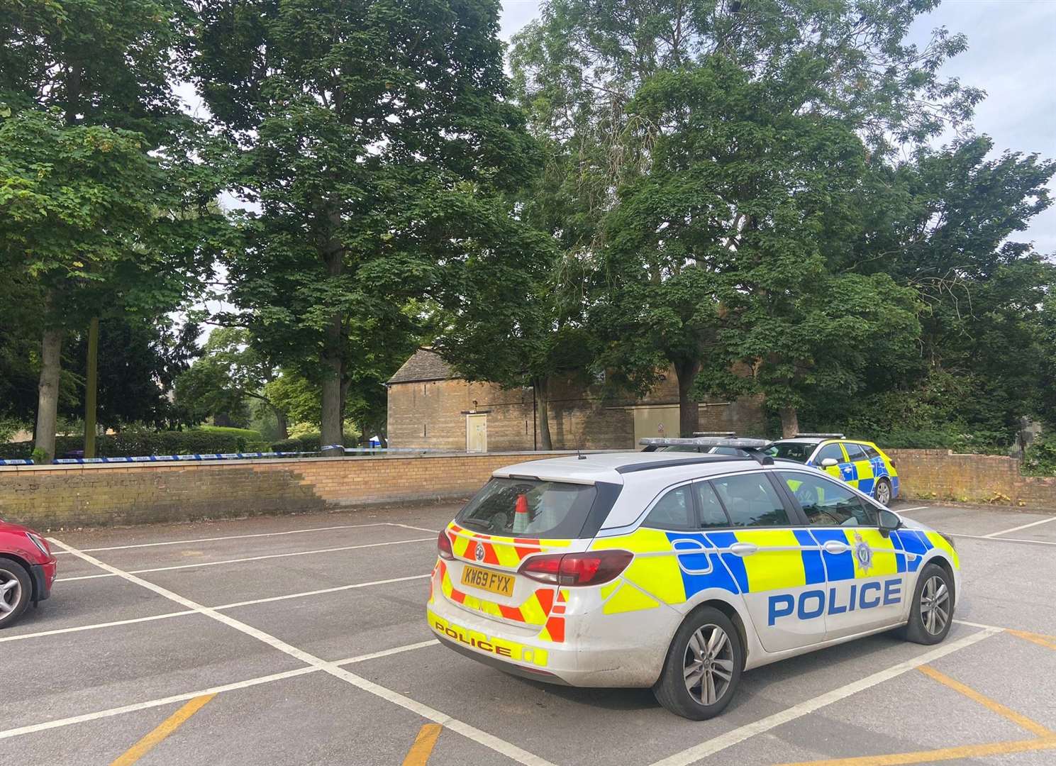 Police on the scene at Wellhead Park in Bourne