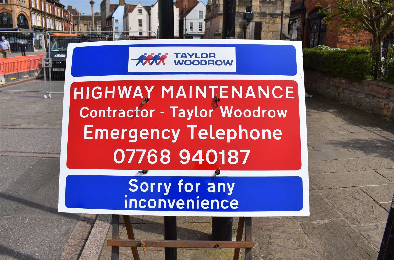 Roadworks are in place for the Market Place works in Grantham. Photo: RSM Photography