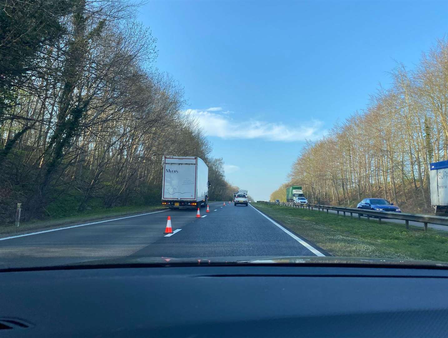Police are on scene along the A1. Photo: Eloise Gilmore