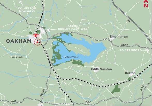 The site location is to the south of Oakham