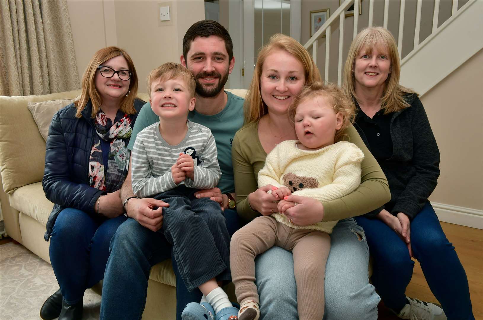 From left: Helen Sewell, Stuart Brown, Robert Brown, 5, Lauran Brown, Teddy Brown, 2, and Jodie Comrie-Gunn.