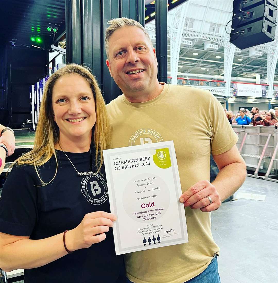 Jill and Dean Baker with their national award for Electric Landlady