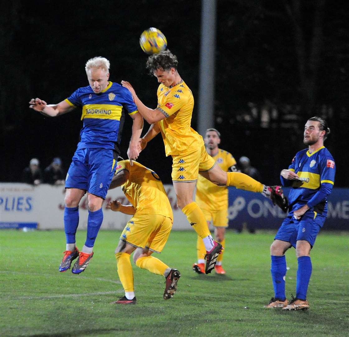Action from Spalding's home defeat to Leiston. Photo: Chris Lowndes