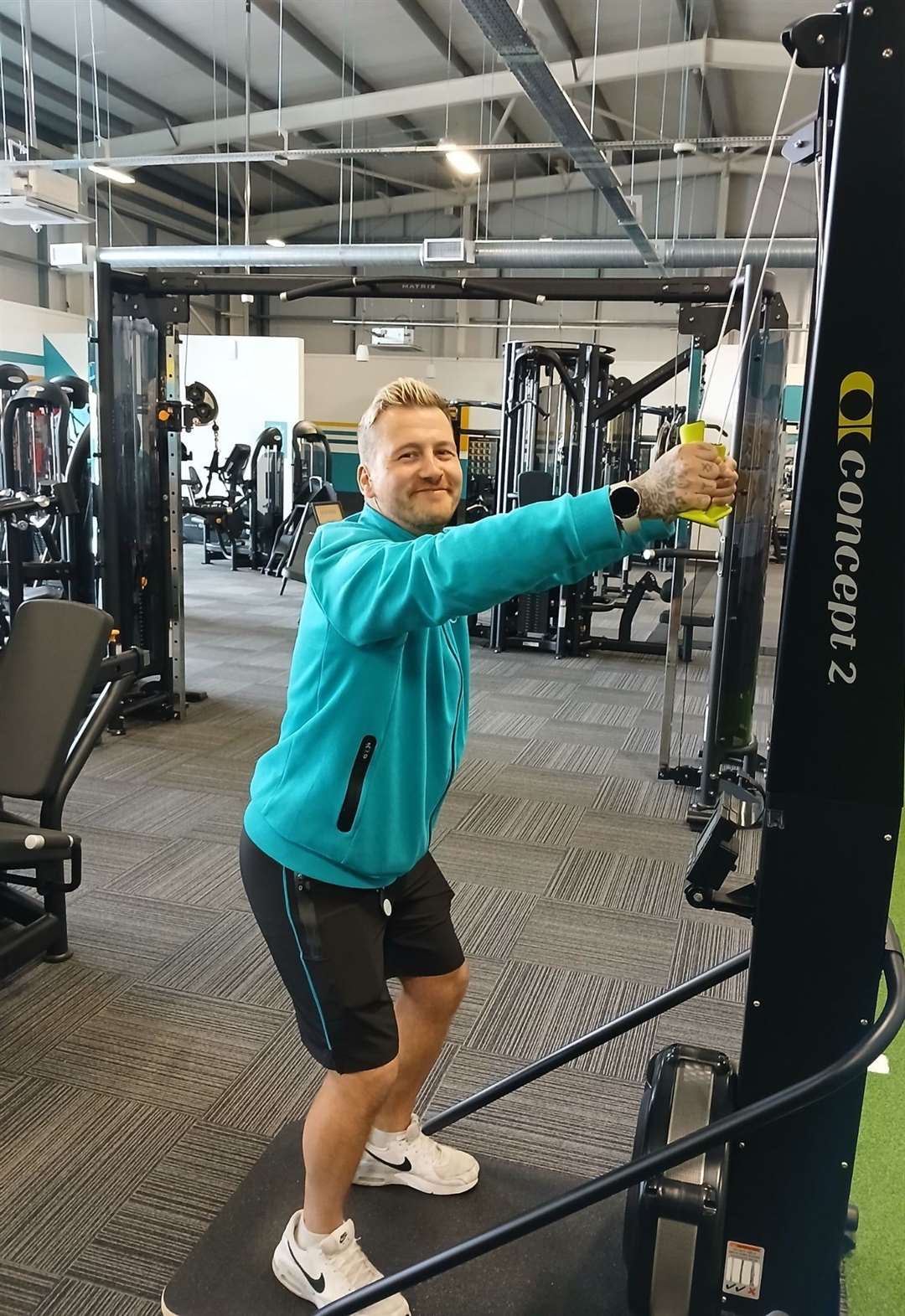 Rob Hope on the skiing machine