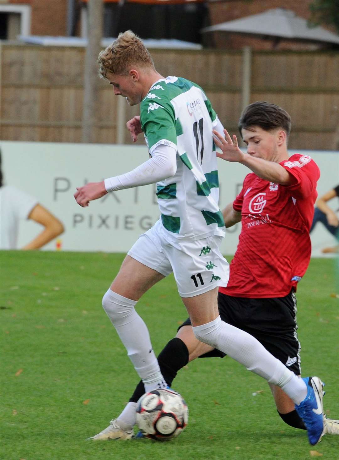 Action from Pinchbeck's home defeat to Framlingham. Photo: Chris Lowndes