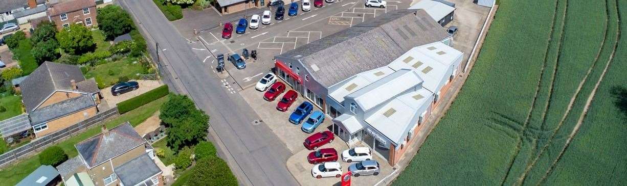 An aerial view of WH Brand car dealership in Whaplode Drove. PHOTO: WH BRAND