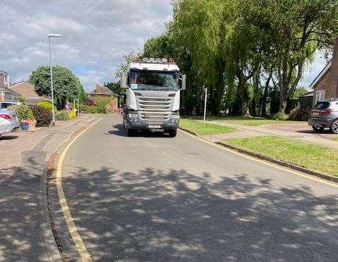 A lorry travelling through Cricket Lawns, Oakham