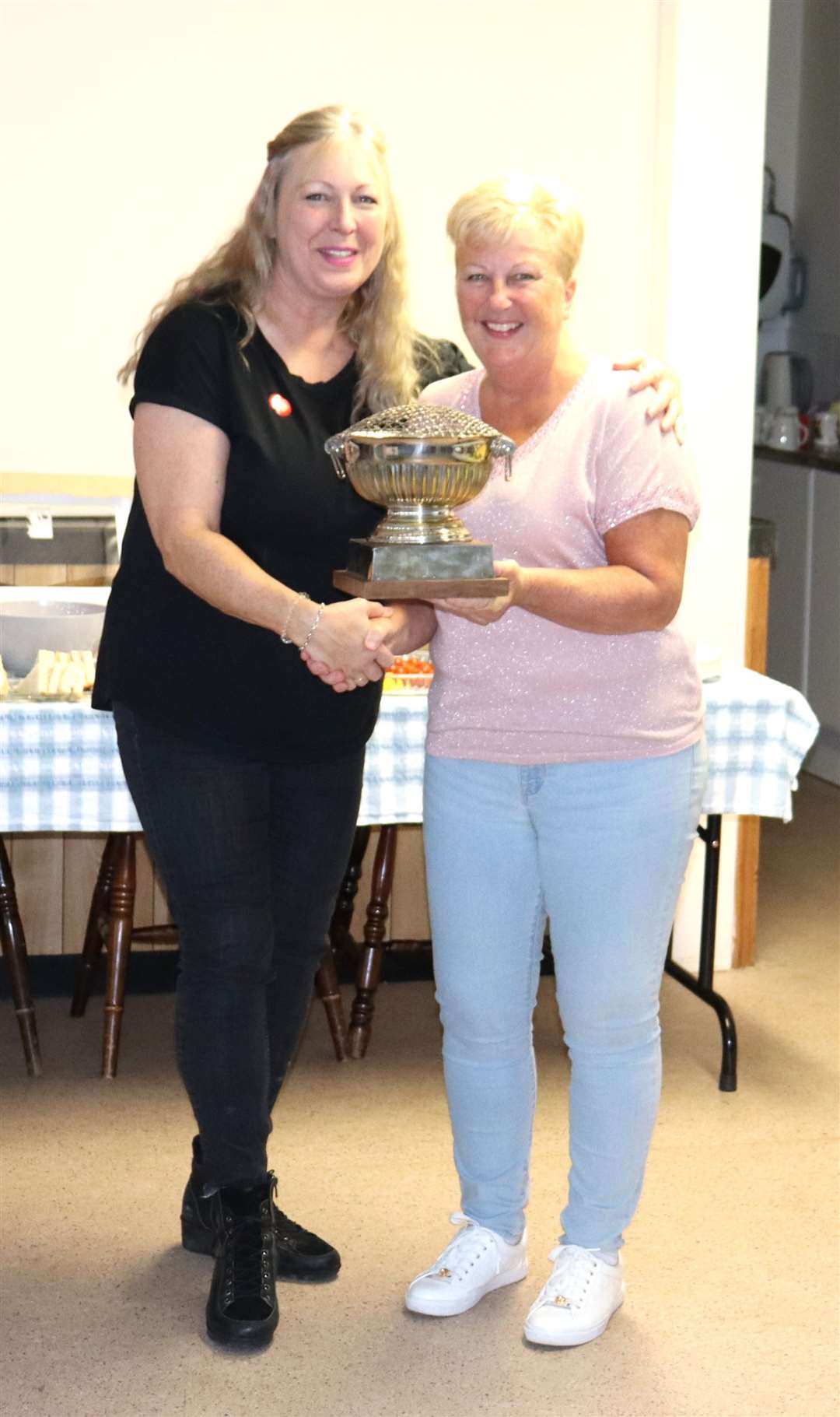 Helen Boyd, pictured with Commodore Sarah Prior, won the Ralph Gibson Bowl, Most Improved and Chris Mew Trophy.