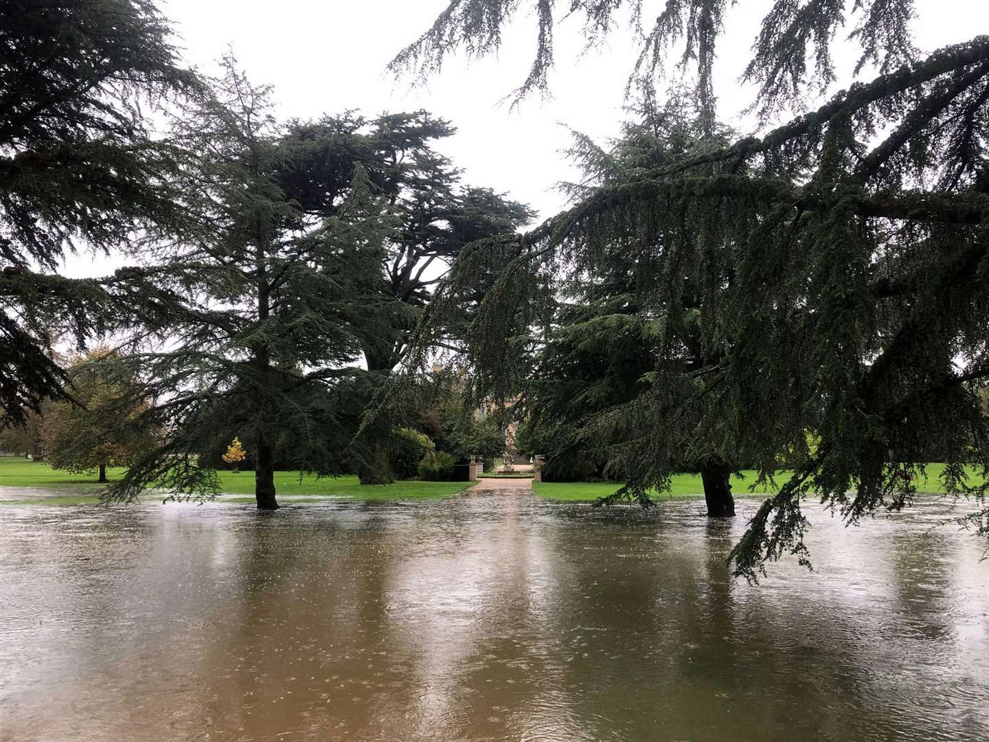 Belton House flooding when it was at its worst from Friday (October 20) until Saturday (October 21).