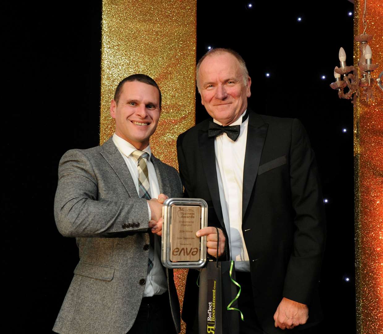 Gary Steele, of Vale Clearances, collecting the Environmental Champion prize from Enva at the Grantham Journal Business Awards 2024