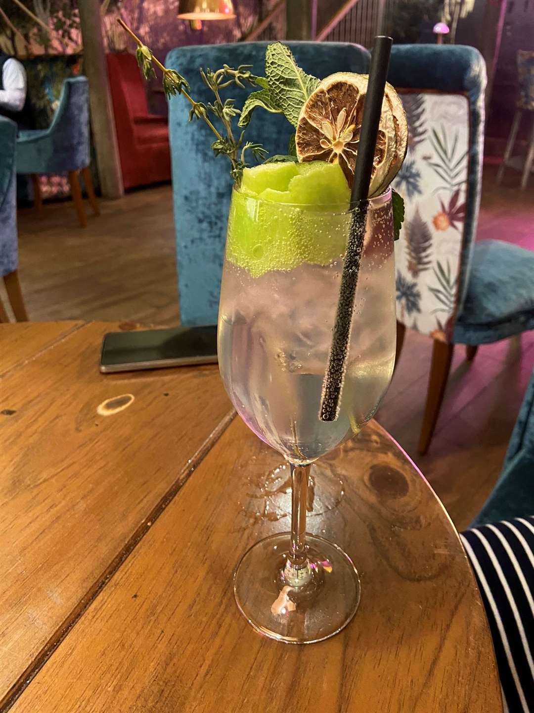 The Garden Spritz cocktail at the Balloon Bar at Belvoir Castle's Engine Yard
