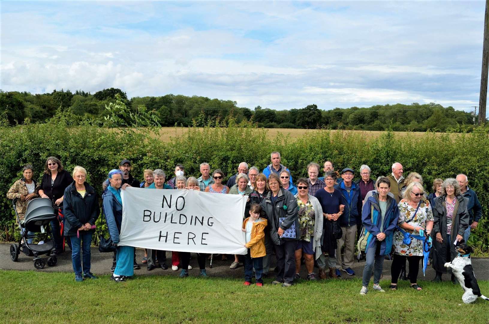 Friends of Bourne Wood staged a protest against plans for Aldi to build a new supermarket in West Road, Bourne. Photo: Peter Sharpe