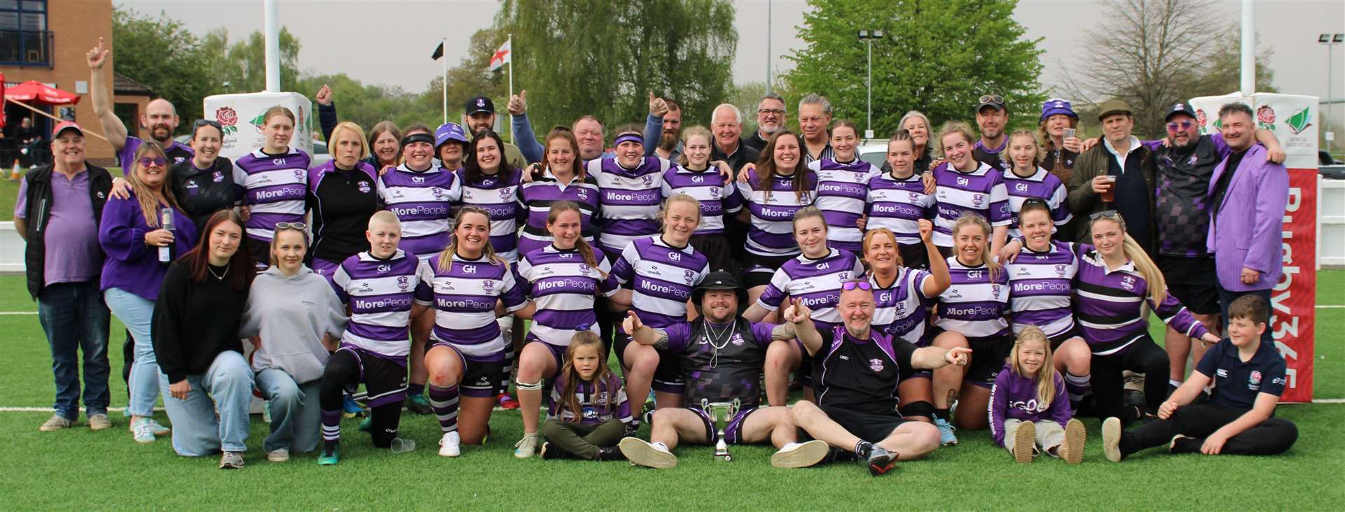 Stamford Women celebrate their cup final success. Photo: Darren Dolby