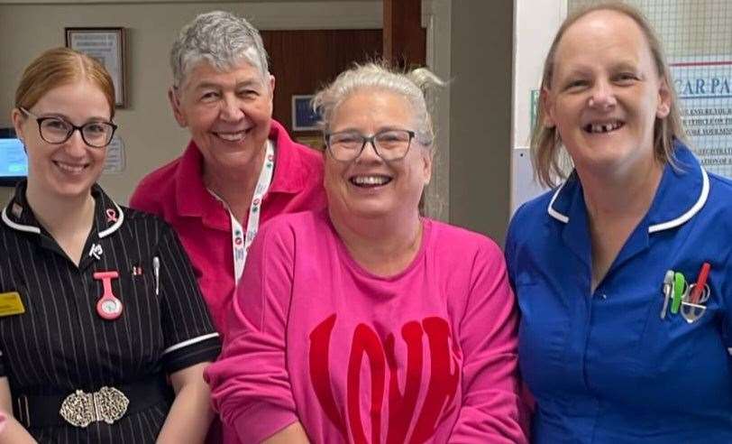 Senior breast care practitioner Nikita Copestake and Elizabeth Stapleton with Paula Harding, second left, and Lindsay Ford, second from right
