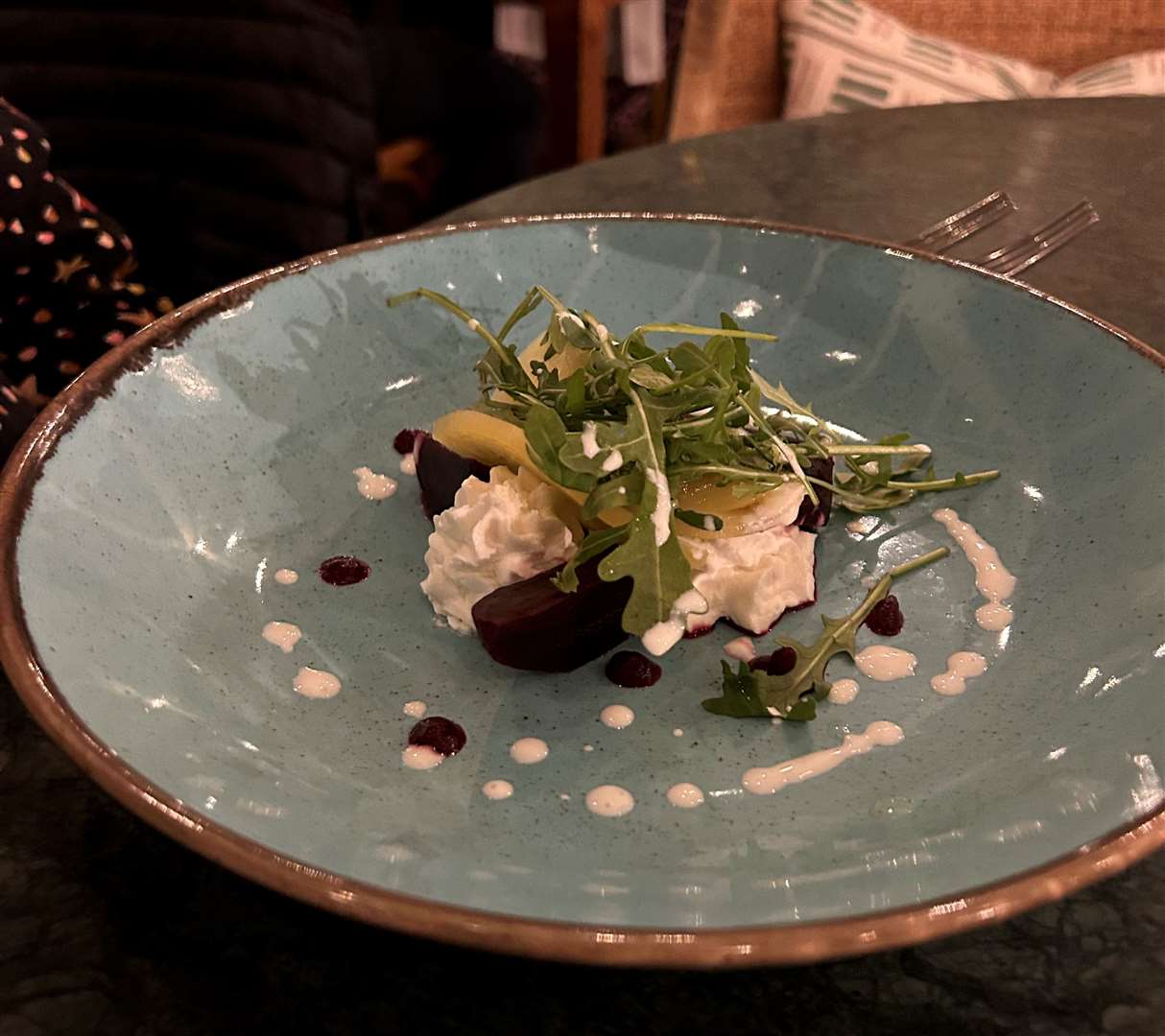 Pickled beetroot on whipped goat's cheese