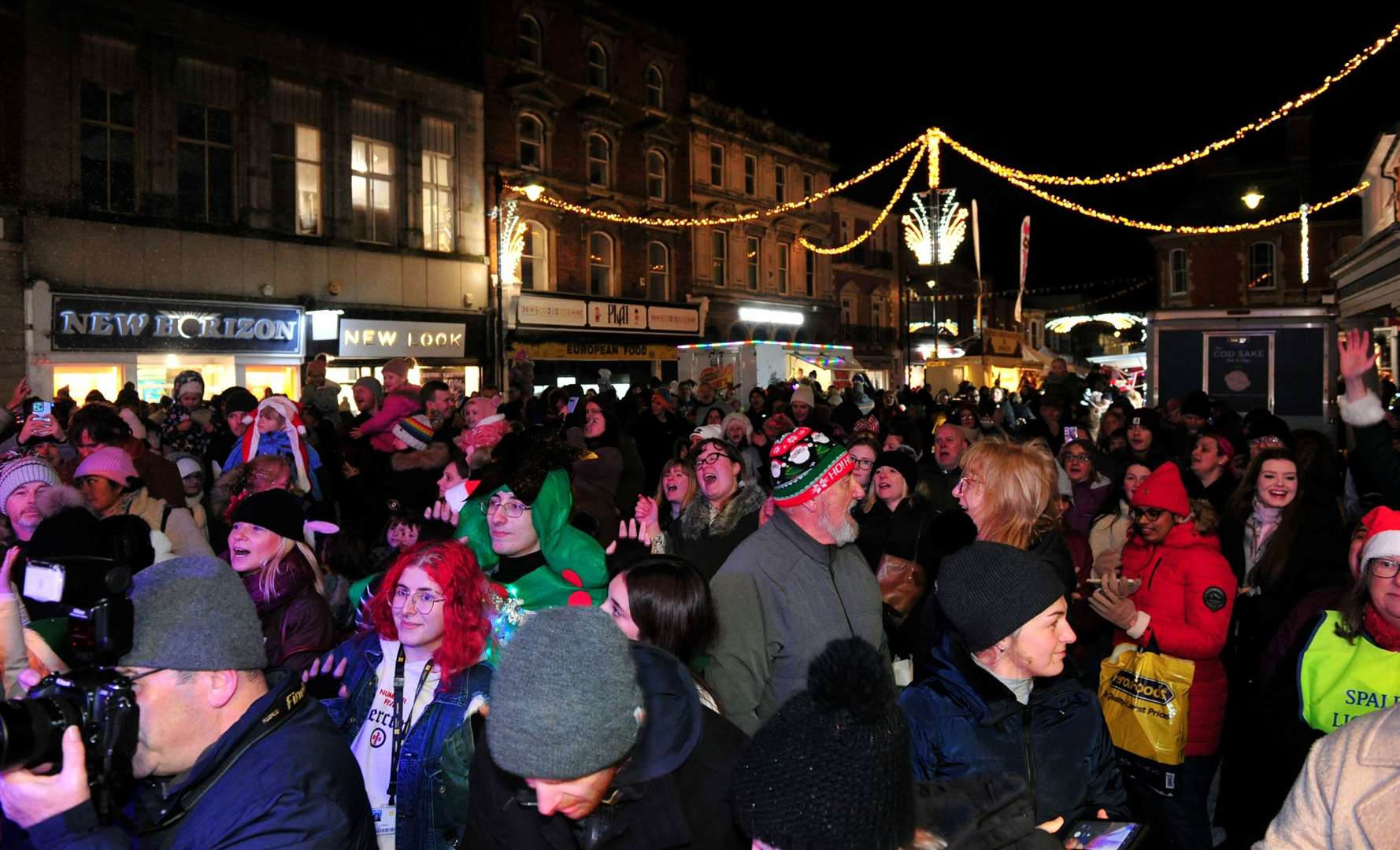 Crowds gathered to see light switch-on Photo: Chris Lowndes