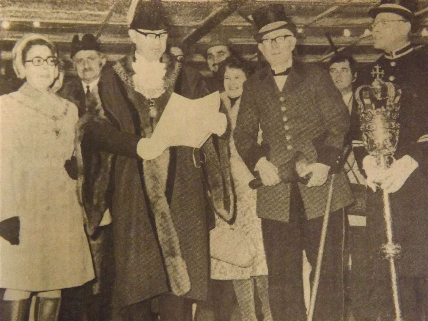 50 years ago: April 6, 1973 – The Mayor of Stamford (Coun A. T. Brodie) reading the officcial opening proclamation to open the Stamford Mid-Lent Fair, on Monday evening.