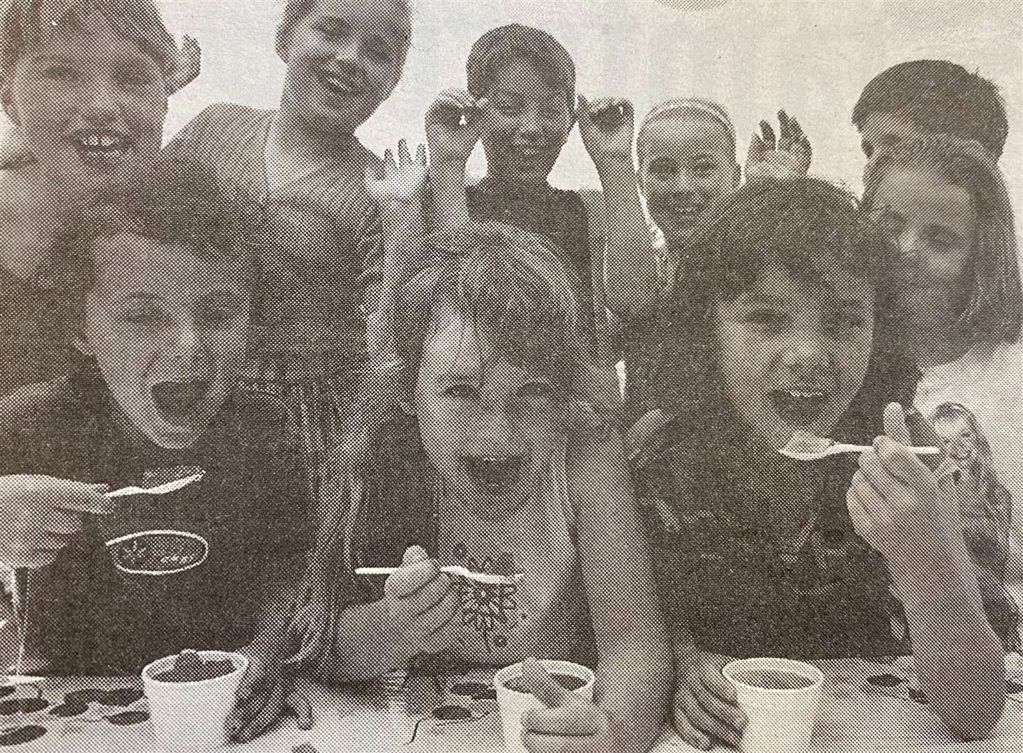 Youngsters at St Gilbert's of Sempringham School tuck into jelly 25 years ago.