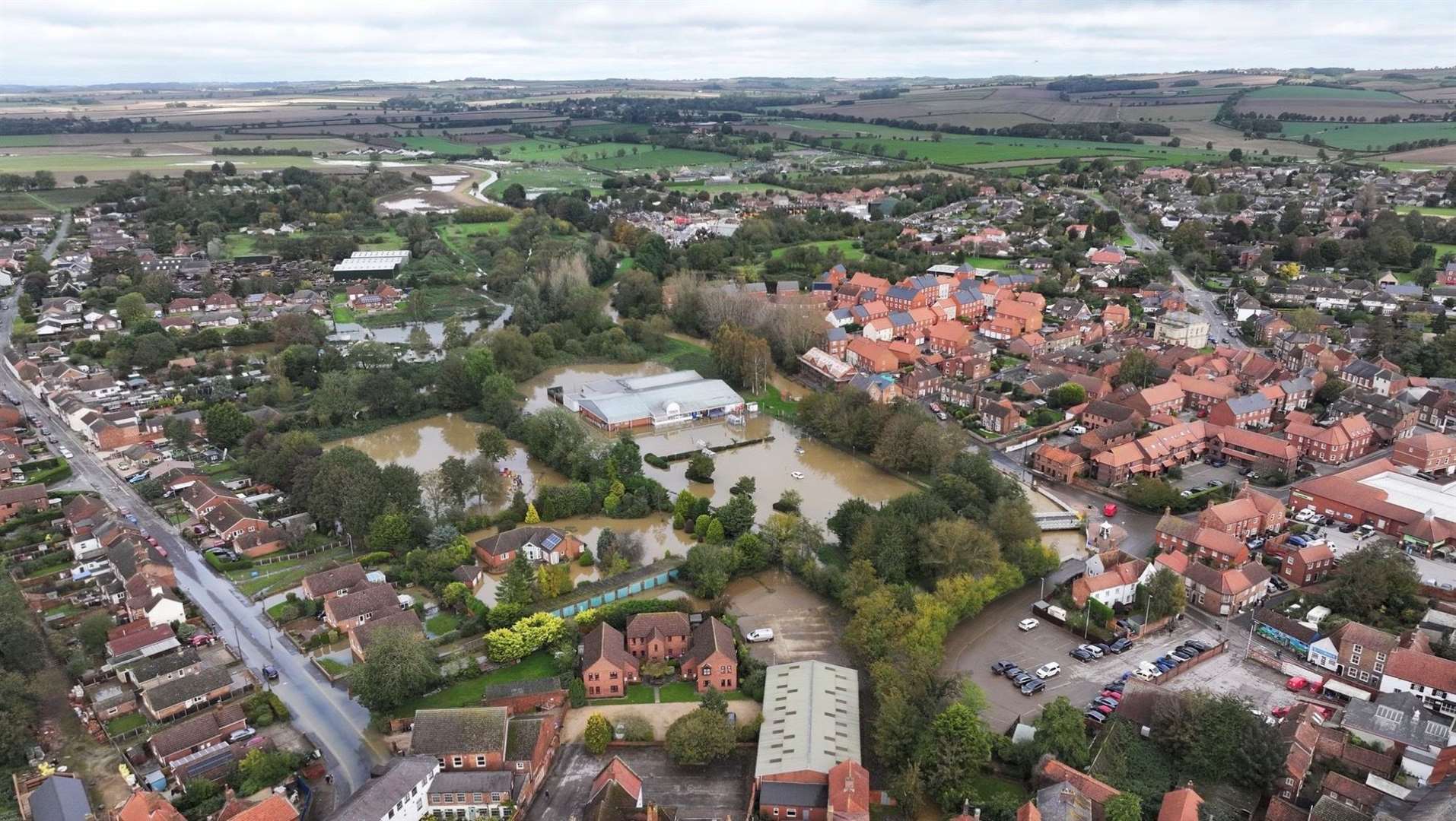 An aerial view of the flooding around Horncastle. Photo: TheDroneMan.net