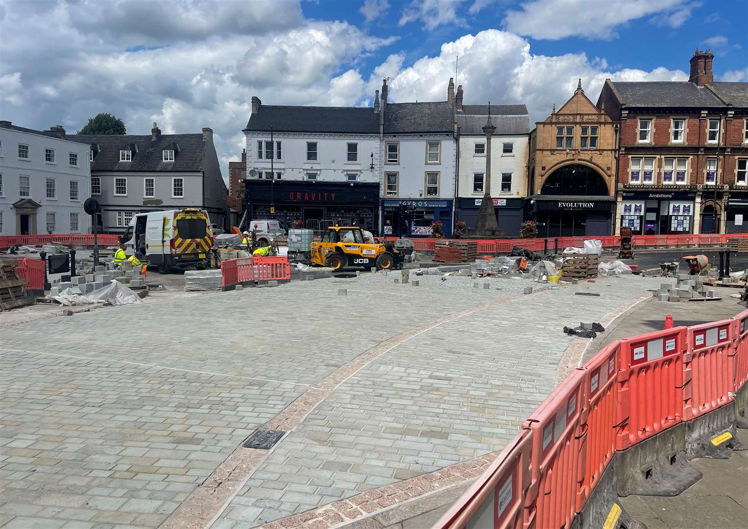 Grantham Market Place works are nearing completion. Photo: Lincolnshire County Council