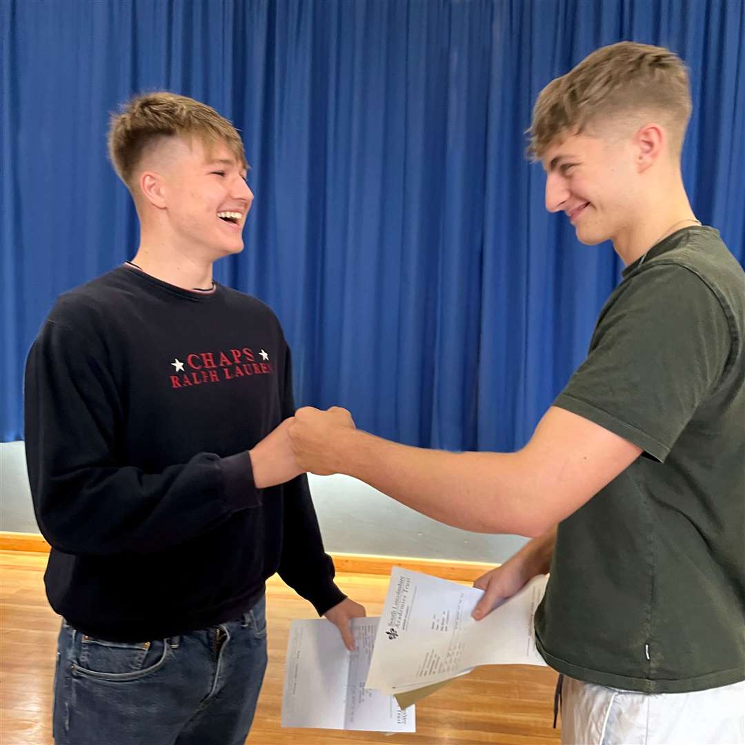 Pupils at Bourne Academy receive their A-level results