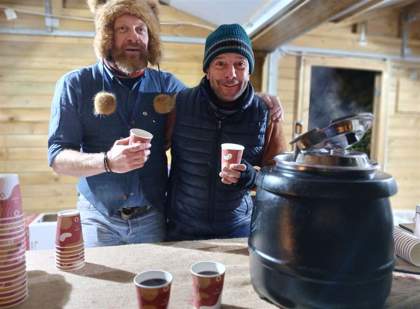 Jonathan Groves and Adam Ireland had a fine time serving mulled wine